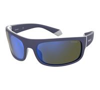Polaroid Wrap Mens Blue Grey Mirror Polarized Sunglasses - One Size