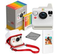 Polaroid Now 3rd Generation i-Type Instant Film Camera, Pebble White+ 8 Color Film Photos + Tudak Accessories Bundle, In ompatible Carrying Case, 64-Pocket Photo Album & Microfiber Cleaning Cloth