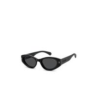 Polaroid Oval Fram Sunglasses- All Black, Black, Women Black