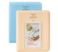 Polaroid Photo Albums,2Pcs Goodsnetic 64 Pockets Album for Fujifilm Instax Mini 7s 8 8+ 9 25 26 50s 70 90 Instant Camera Name Card,Photo Book for Polaroid PIC-300P/Z2300,Beige & Blue