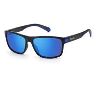 Polaroid Pld 2121/s 0VK/5X MTBLK BLUE Sunglasses Men's Polycarbonate, Standard, 58