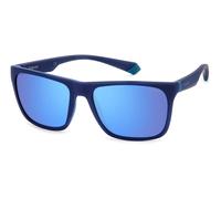 Polaroid PLD 2141/S VGL/5X Unisex Sunglasses Plastic Blue opaque Blue Squared Polarized Mirror