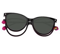 Polaroid Woman PLD 6138/CS 807/M9 Sunglasses Plastic Black Grey Cat Eye Clip-on