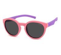 Polaroid PLD 8019/S 35J/M9 Kid Sunglasses Plastic Pink Grey Round Polarized