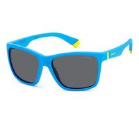 Polaroid PLD 8057/S FLL/M9 Junior Sunglasses Plastic Blue Grey Squared Polarized