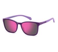 Polaroid PLD 8077/S 0T7/AI Junior Sunglasses Polycarbonate Violet Grey Squared Polarized Mirrored