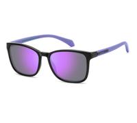 Polaroid PLD 8077/S 1X2/MF Junior Sunglasses Polycarbonate Black Violet Squared Polarized Mirrored