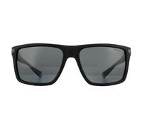 Polaroid Rectangle Mens Black Green Grey Polarized Sunglasses - One Size