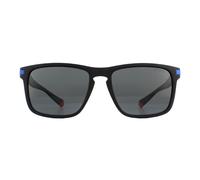 Polaroid Rectangle Mens Matte Black Blue Grey Polarized Sunglasses - One Size