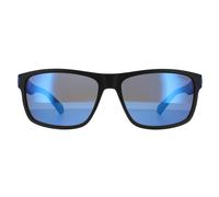 Polaroid Rectangle Mens Matte Black Blue Mirror Polarized - One Size