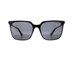 Polaroid Rectangle Womens Black Crystal Grey Polarized PLD 4163/S - One Size