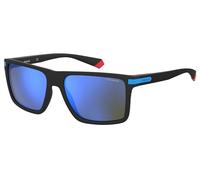 Polaroid PLD 2098/S D51/5X Man Sunglasses Plastic Black Blue Squared Polarized Mirror