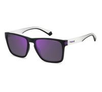 Polaroid Unisex Polaroid PLD 2139/S 5F3/MF Sunglasses Plastic Black opaque / Violet Violet Squared Polarized Mirror
