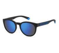 Polaroid Unisex Polaroid PLD 2150/S OY4/5X Sunglasses Polycarbonate Black Blue Round Polarized Mirror