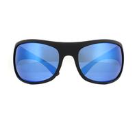 Polaroid Wrap Mens Matte Black Blue Polarized Sunglasses - One Size