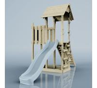 PolarPlay Balcony Tower Kids Wooden Climbing Frame - Una Mist in Natural PolarPlay Natural