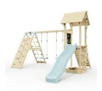Polarplay Climbing Frame With Double Swing, Climbing Wall And Slide - Kiruna Ice Blue