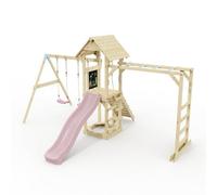 Polarplay Climbing Frame With Double Swing, Monkey Bars And Slide - Oerebro Dusky Pink