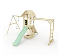 Polarplay Climbing Frame With Double Swing, Monkey Bars And Slide - Oerebro Mint Green