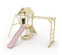 Polarplay Climbing Frame With Single Swing, Monkey Bars And Slide - Malmoe Dusky Pink