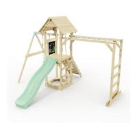 Polarplay Climbing Frame With Single Swing, Monkey Bars And Slide - Malmoe Mint Green