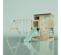PolarPlay Climbing Platform and Playhouse with Double Swing - Nils Mint Green Rebo Green One Size