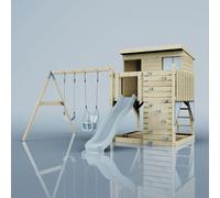 PolarPlay Climbing Platform and Playhouse with Double Swing - Nils with Baby Seat Ice Blue Rebo Blue One Size