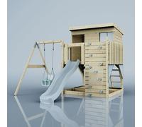 PolarPlay Climbing Platform and Playhouse with Single Swing - Tjorven Baby Ice Blue Rebo Blue One Size