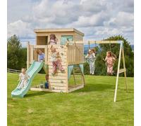 Polarplay Climbing Platform And Playhouse With Double Swing - Nils Mint Green