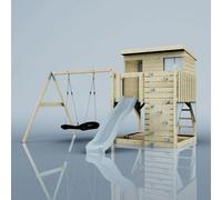 PolarPlay Climbing Platform and Playhouse with Single Swing - Nils Boat Ice Blue