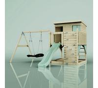 Rebo PolarPlay Climbing Platform & Playhouse with Single Swing - Nils Boat Mint Green Rebo Green