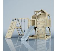 PolarPlay Kids Climbing Tower & Playhouse Climb & Swing Ragna Mist in Natural PolarPlay Natural