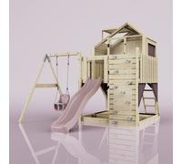 PolarPlay Kids Climbing Tower & Playhouse - Swing Eerika Rose in Natural PolarPlay Natural