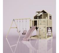 PolarPlay Kids Climbing Tower & Playhouse - Swing Saga Rose in Natural PolarPlay Natural