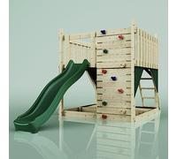 PolarPlay Kids Scandinavian Style Climbing Platform - Fai Green | OutdoorToys | High Grade Scandanavian Redwood Timber with Natural Wood Finish, Inspired by Nordic Design
