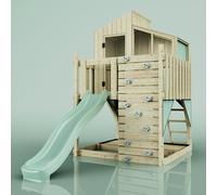 PolarPlay Kids Scandinavian Style Climbing Platform & Playhouse - Flavia Sage in Natural PolarPlay Natural