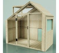 PolarPlay Kids Scandinavian Style Wooden Playhouse - Asta Sage in Natural PolarPlay Natural