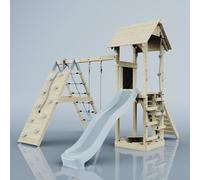 PolarPlay Tower Kids Wooden Climbing Frame - Climb & Swing Tyra Mist in Natural PolarPlay Natural