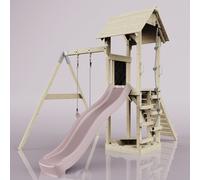 PolarPlay Tower Kids Wooden Climbing Frame - Swing Destin Rose in Natural PolarPlay Natural