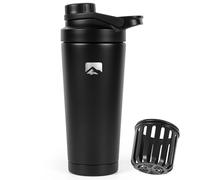 polarscape 750ml Metal Protein Shaker Bottle - Leak-Proof, Stainless Steel, Easy to Clean, Double-Wall Insulated, Dishwasher-Safe, Ideal for Protein, Creatine, Pre-Workouts & Supplements - Black