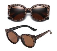 Polarspex Girls Sunglasses - Polarized Kids Sunglasses,Cateye Toddler Sunglasses, Leopard Print | Polarized Brown, S