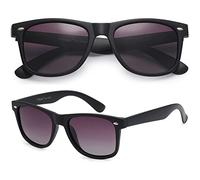 PolarSpex Mens Sunglasses - Retro Sunglasses for Men, Polarized Sunglasses for Womens - Cool Shades for Driving, Fishing, Matte Black | Faded Smoke, L
