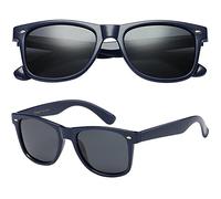 PolarSpex Mens Sunglasses - Retro Sunglasses for Men, Polarized Sunglasses for Womens - Cool Shades for Driving, Fishing, Navy Blue | Smoke, L