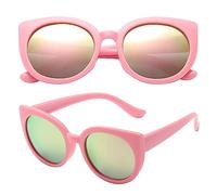 PolarSpex Girls Sunglasses-Polarized Toddler Cat Eye Sunglasses-Unbreakable & Fashionable Kids Sunglasses for Girls Age 2-8, Princess Pink | Polarized Pink Quartz, M