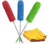 POLAS Dusters for cleaning extendable duster on a stick + 10 pack yellow dusters must have cleaning supplies long handled duster perfect feather duster extendable cobweb brush must have dusting brush