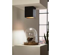 EGLO Polasso Square Flush Fitting Ceiling Light, Aluminium and Plastic LED Ceiling Lighting Coloured in Black and Gold, Living Room, Kitchen and Hallway Lamp, 4 x 4 inches