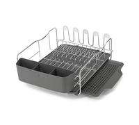Polder Dish Rack & Tray 4 PC Combo - Advantage System Includes Rack, Drain Tray, Removable Drying Tray & Cutlery Holder - Stainless Steel & Plastic