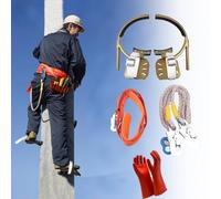 Pole Climbing Spikes Electrician Climb Foot Buckle With Insulated Gloves & Safety Rope, Non-slip Tree Climbing Tool Feet Peg For Electric Power Systems, Espuelas Subir Arboles(26-55cm/10.2-21.7in)
