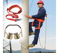 Pole Climbing Spikes Lineman, Portable 1 Pair Pole Climbing Shoes Set with Safety Harness for Hunting Observation, Picking Fruit, Adjustable Diameter