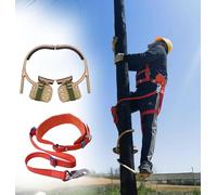 Pole Climbing Spikes Lineman, Reusable Iron Climbing Pole Support with Safety Harness/Professional Climbing Shoe Set, Electric Climbing Device